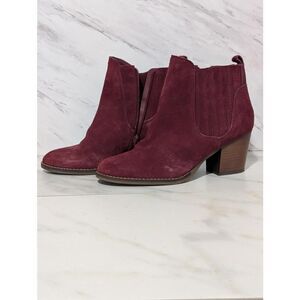 Crown Vintage Women's Burgundy Suede Ankle Boots 8.5